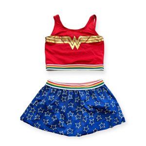 Hanna Andersson Wonder Woman Swimsuit Size 6-7 Two Piece Skirt